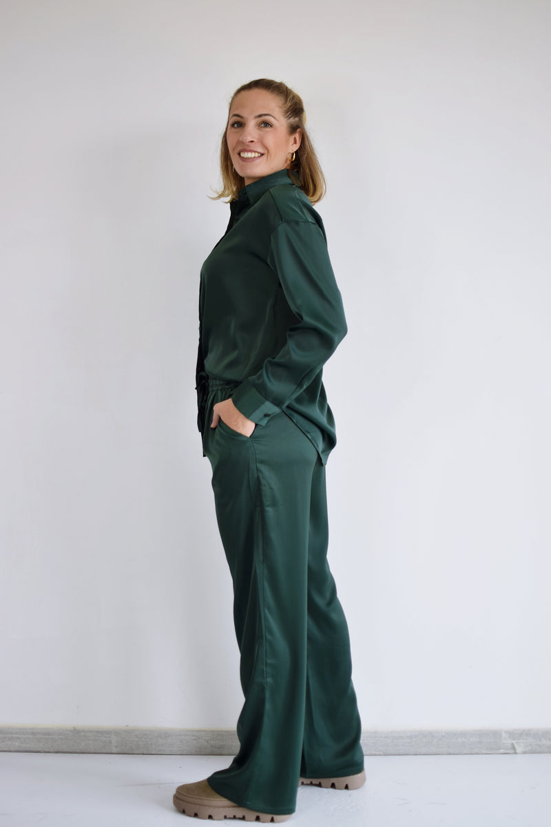 COMPANIA FANTASTICA Pantaloni satinati verdi