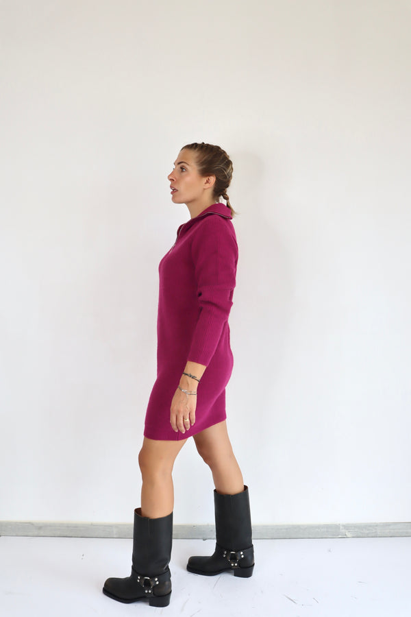 MOLLY BRACKEN Maxi maglia a collo color vinaccio