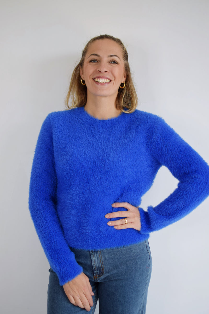 COMPANIA FANTASTICA Maglia effetto pelliccia blu