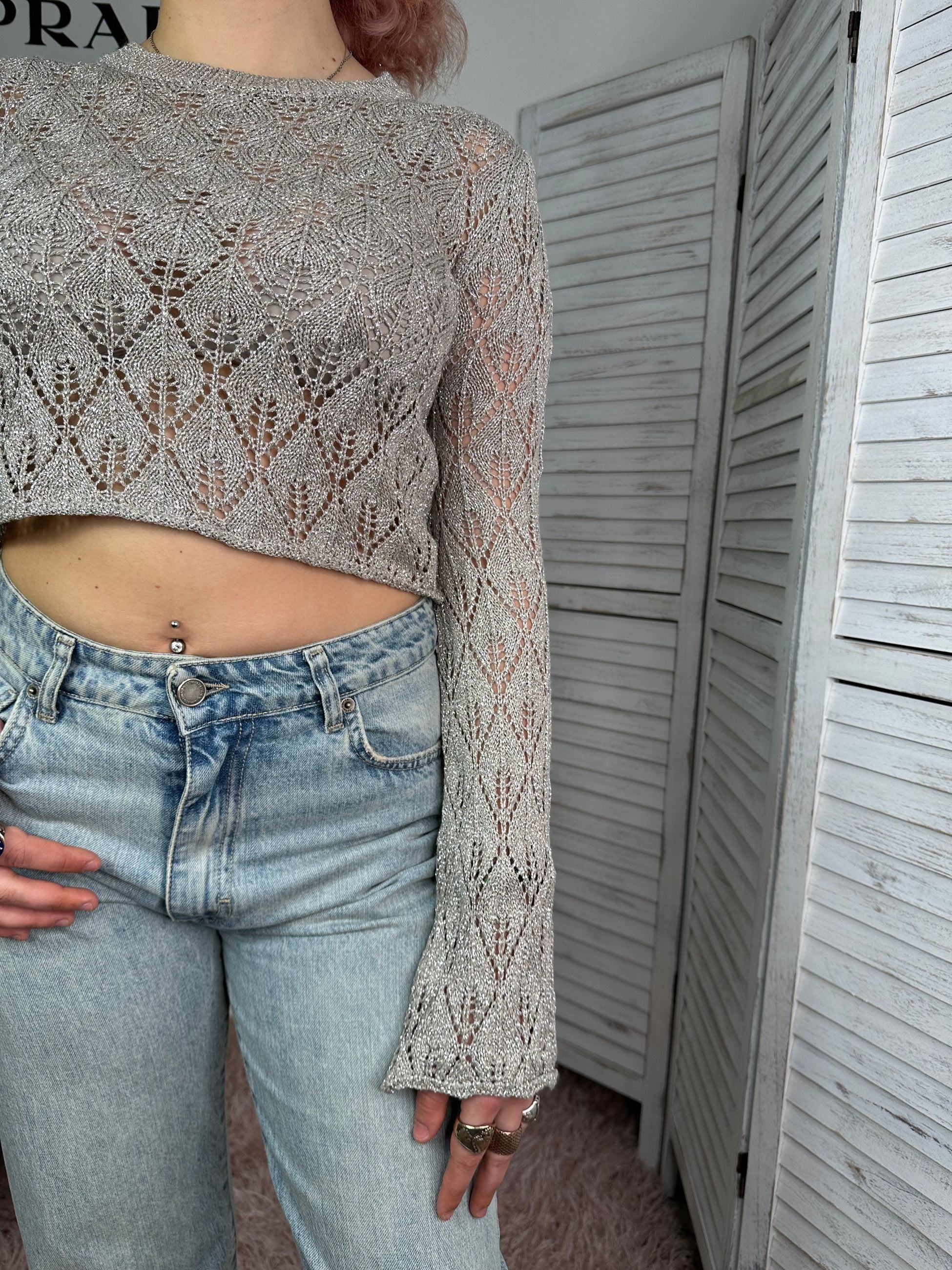 Maglia crop traforata in lurex Peperosa