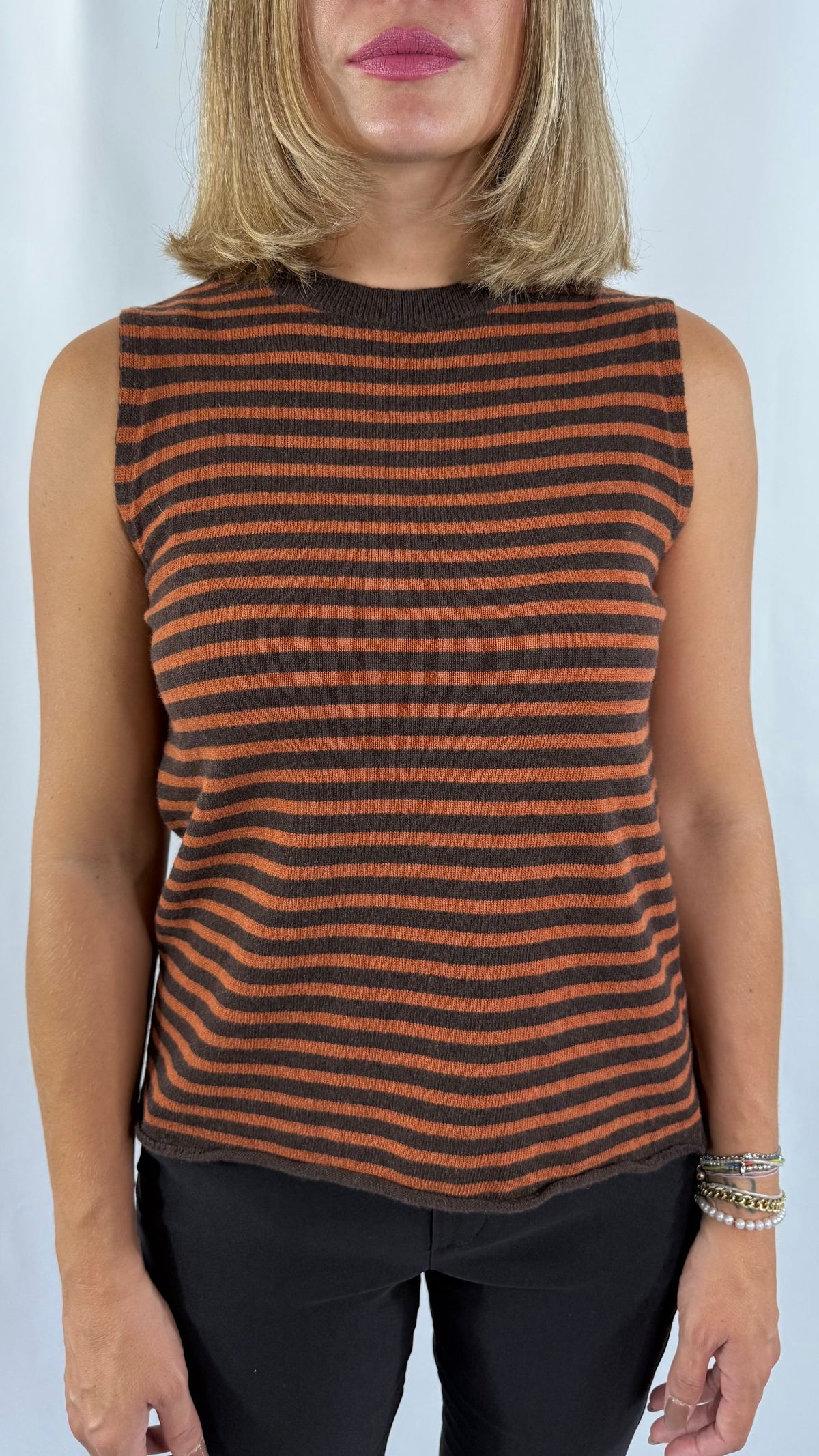 Gilet rigato in maglia Peperosa