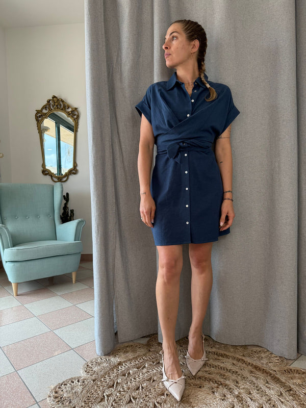 Abito incrocio blu corto Molly Bracken