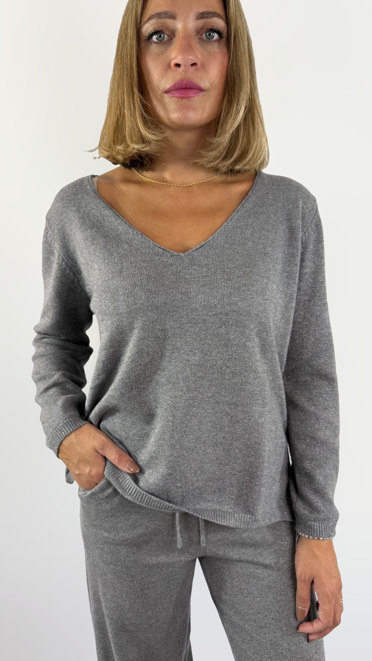 Maglia lurex Molly Bracken – grigio