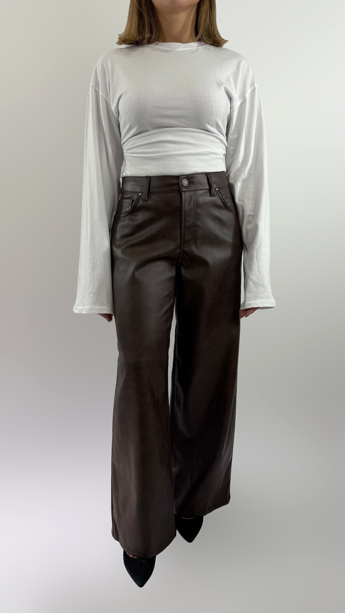 Pantalone similpelle marrone God Save Denim