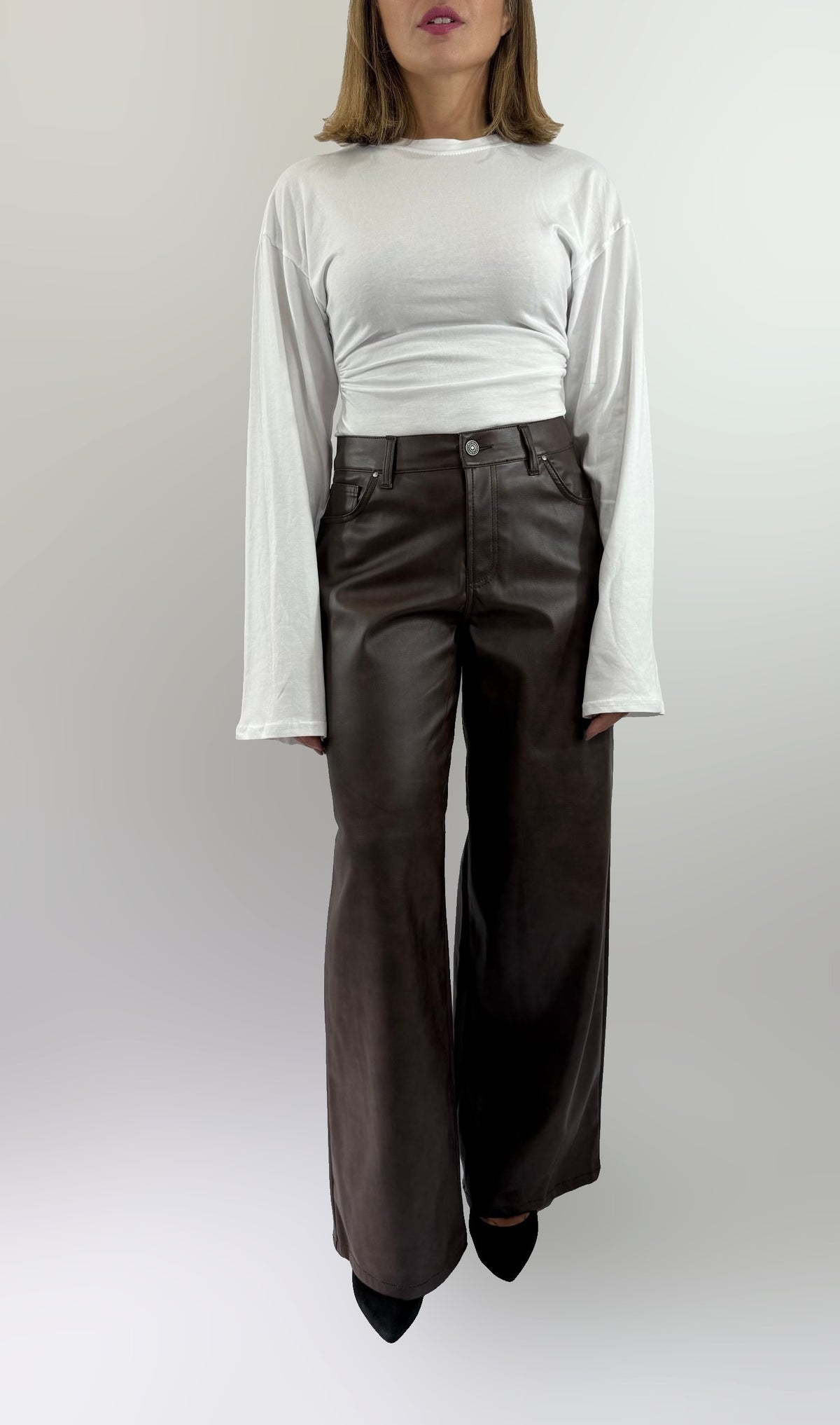 Pantalone similpelle marrone God Save Denim