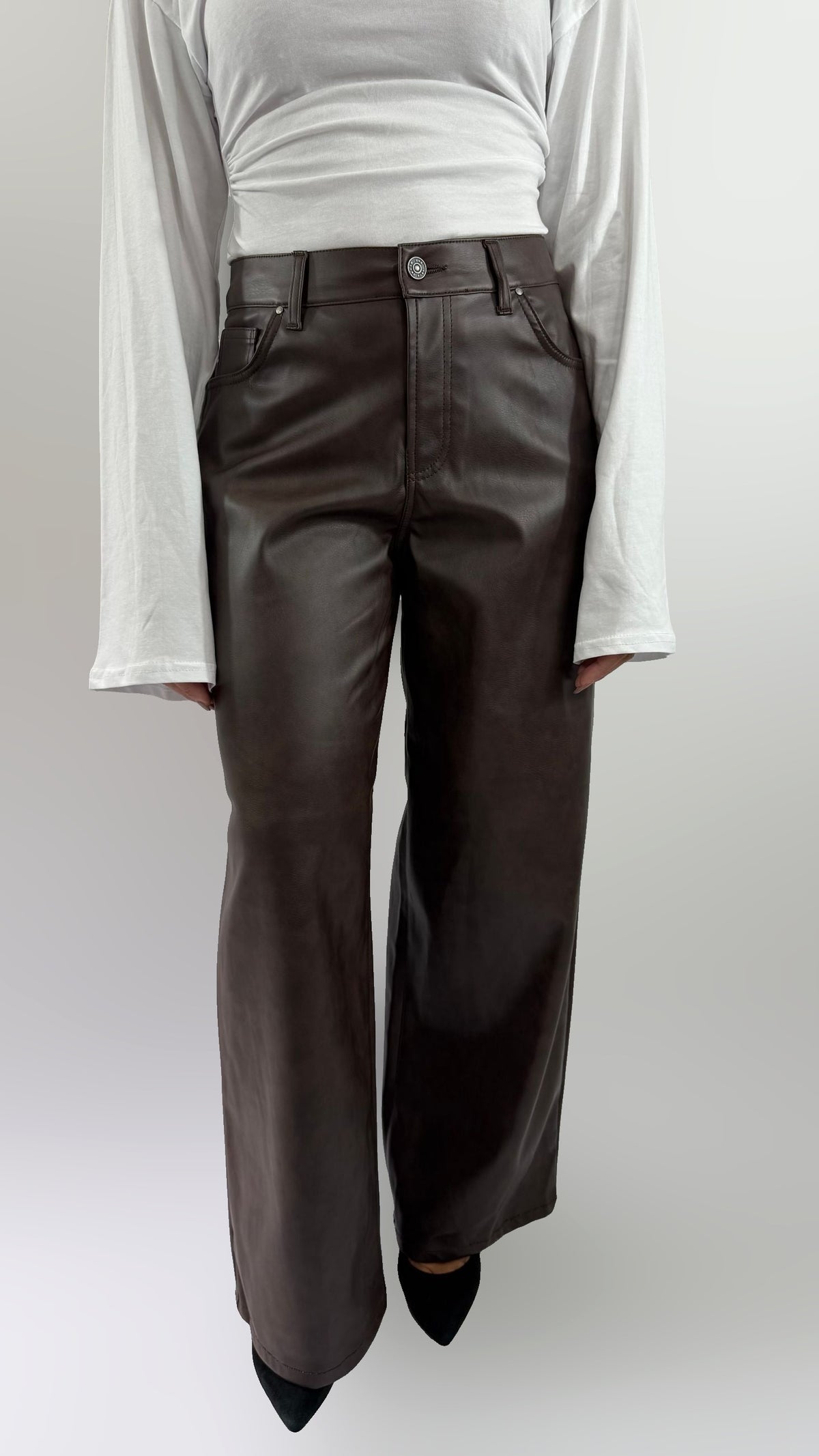 Pantalone similpelle marrone God Save Denim