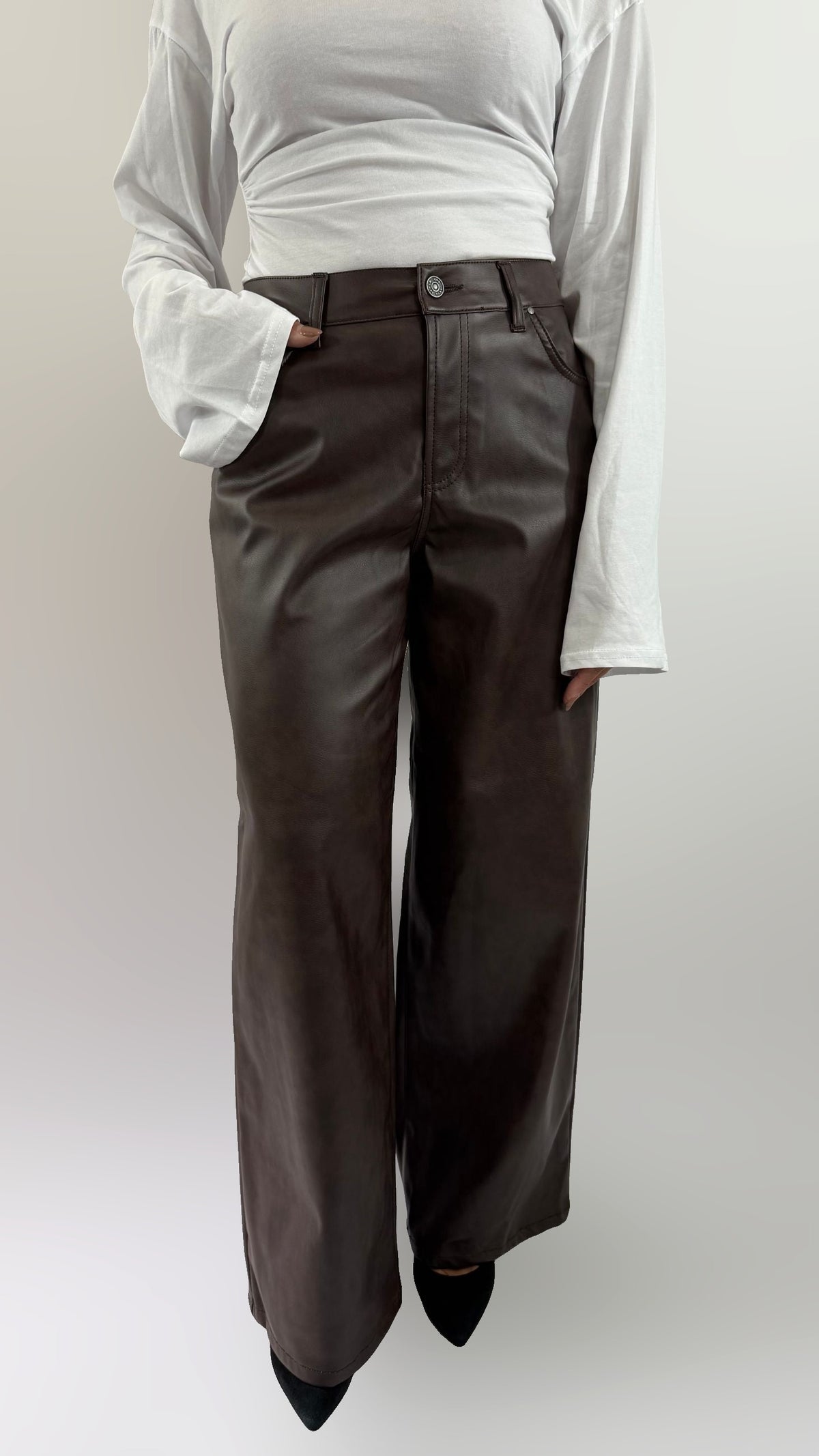 Pantalone similpelle marrone God Save Denim