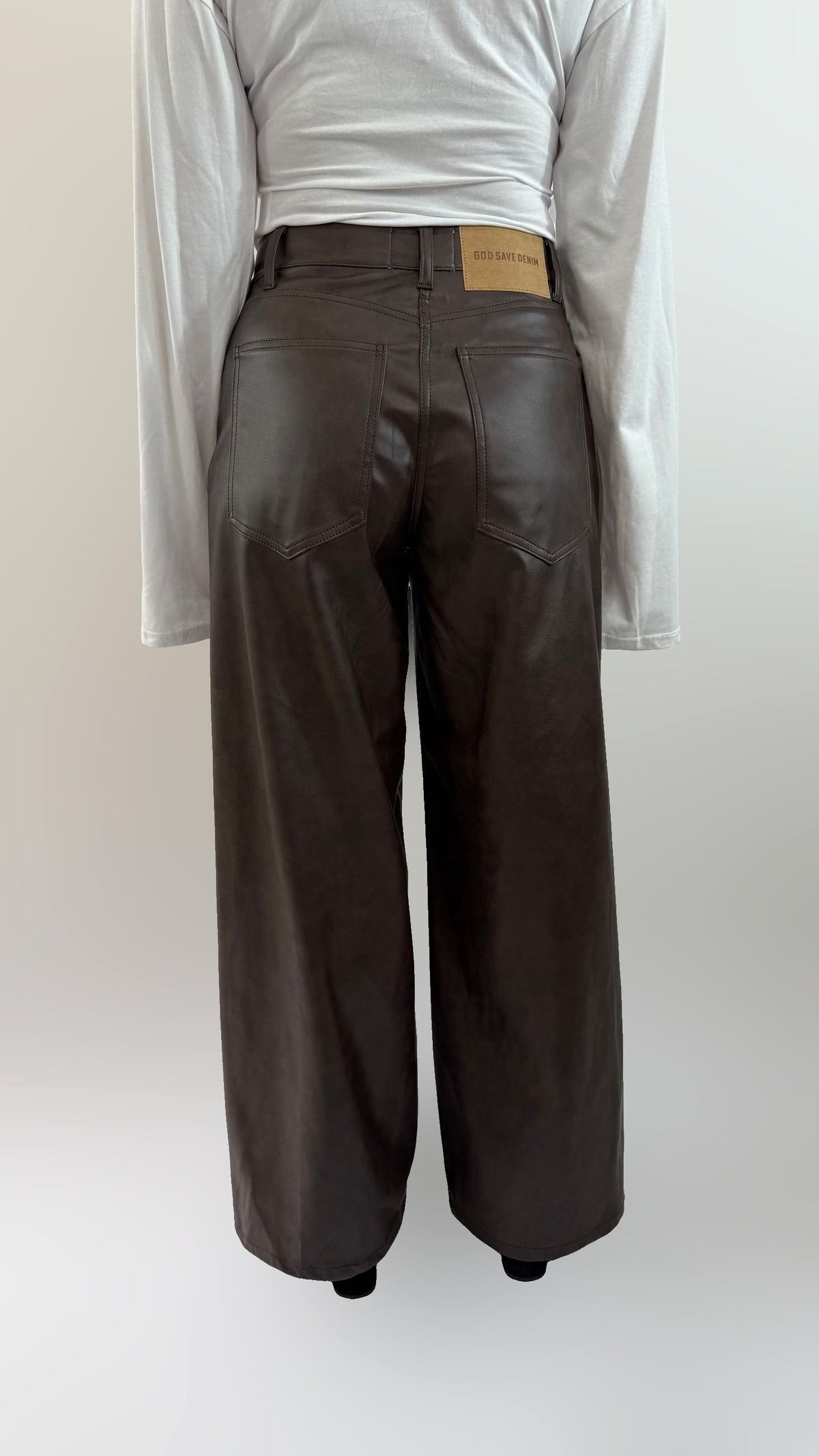 Pantalone similpelle marrone God Save Denim