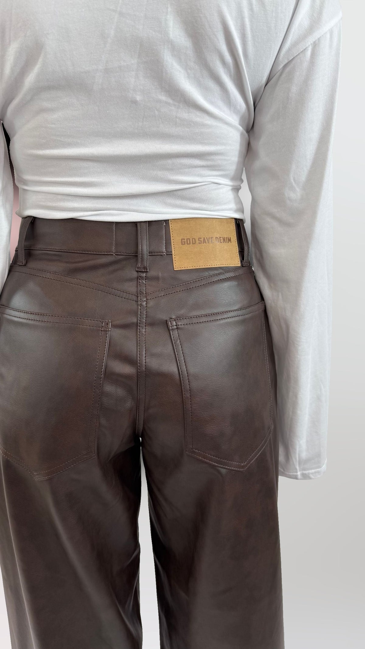 Pantalone similpelle marrone God Save Denim