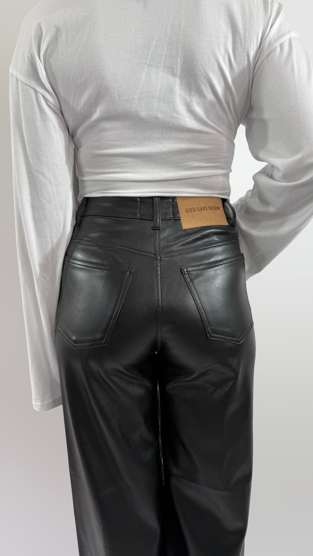 Pantalone similpelle nero God Save Denim