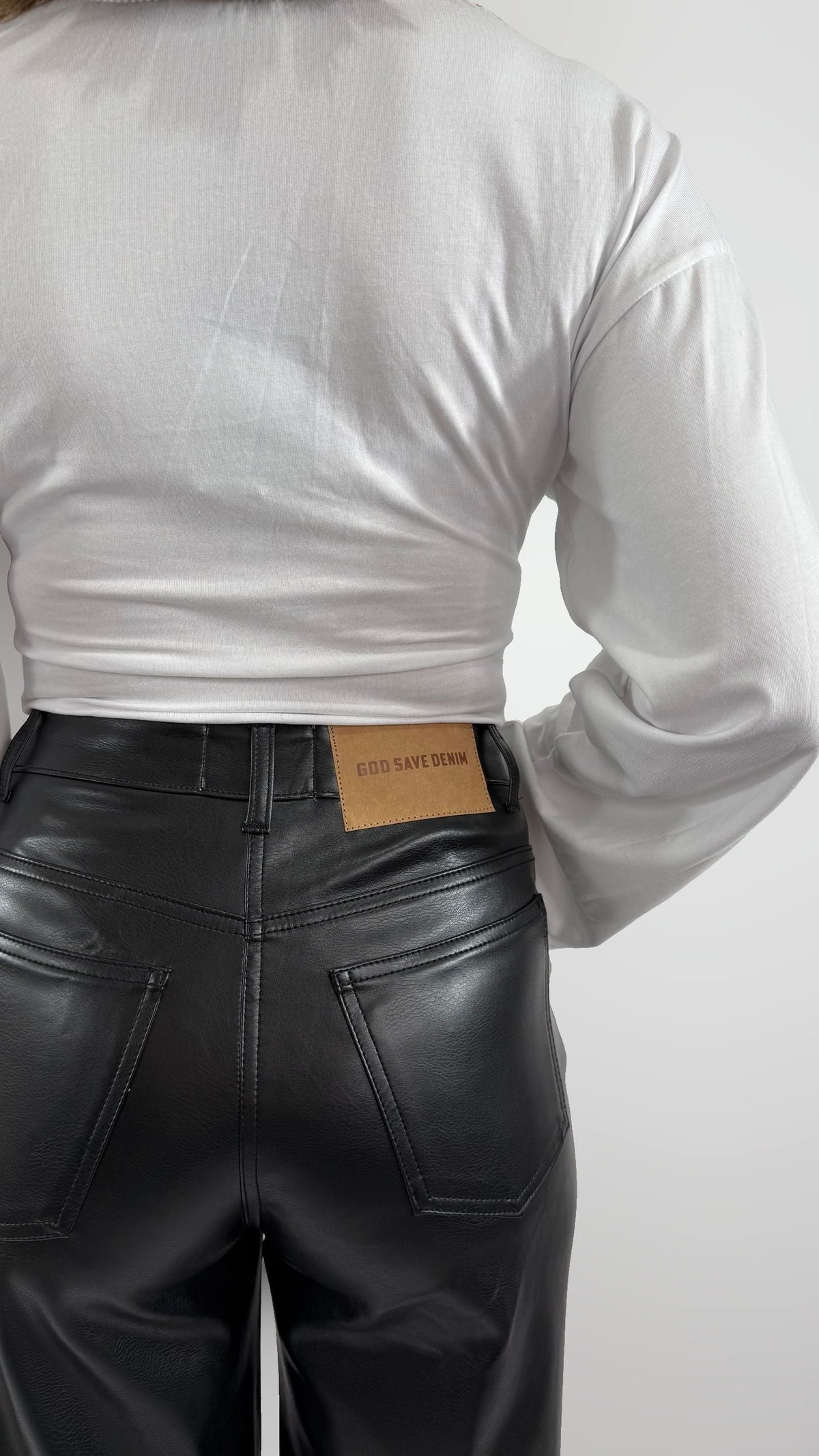 Pantalone similpelle nero God Save Denim